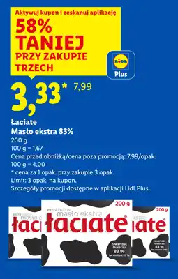 Lidl Łaciate Masło ekstra 83% 200g oferta