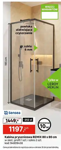 Leroy Merlin Kabina prysznicowa SenSea oferta