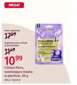 Rossmann L'Oréal Paris, nawilżająca maska w płachcie oferta