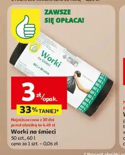 Auchan Worki na śmieci 50 szt., 60 l oferta