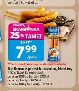Auchan Kiełbasa z piersi kurczaka, Morliny oferta
