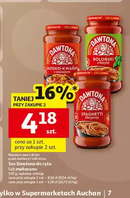 Auchan Sos Dawtona do ryżu lub makaronu 520 g, różne rodzaje oferta