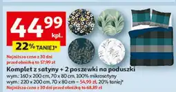 Auchan Komplet pościeli z satyny 220 x 200 + 2 70 80 cm oferta