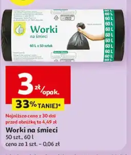 Auchan Worki na śmieci 60 l Podniesiony Kciuk oferta
