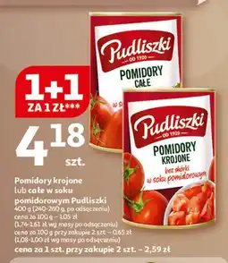 Auchan Pomidory całe bez skórki w soku pomidorowym Pudliszki oferta