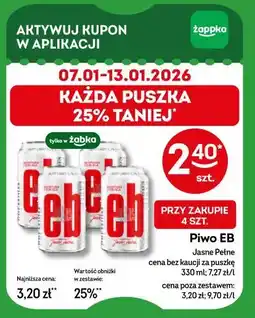 Żabka Piwo EB Jasne Pełne 330 ml oferta