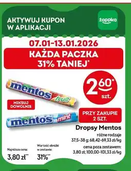 Żabka Dropsy Mentos różne rodzaje 37,5-38 g oferta