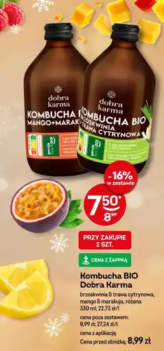 Żabka Kombucha BIO Dobra Karma brzoskwinia & trawa cytrynowa, mango & marakuja, różana oferta
