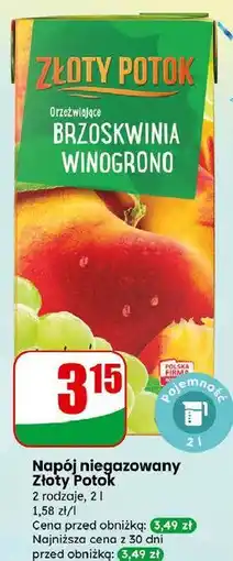 Dino Napój brzoskwinia- winogrono Złoty Potok oferta
