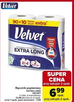 Carrefour Ręcznik papierowy Velvet Extra Long oferta