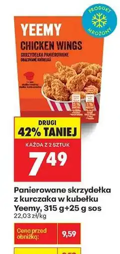 Biedronka Panierowane skrzydełka z kurczaka w kubeku Yeemy, 315 g+25 g sos oferta