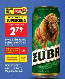 Biedronka Piwo Żubr Jasne Pełne 6x500 ml oferta