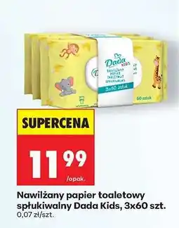 Biedronka Nawilżany papier toaletowy spłukiwalny Dada Kids 3x60 szt oferta