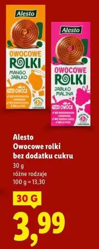Lidl Alesto Owocowe rolki bez dodatku cukru (Mango Jabłko, Jabłko Malina) oferta