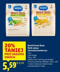 Lidl Nestlé Proste Zboża Kleik ryżowy lub kaszka bezmleczna oferta