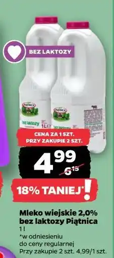 Netto Mleko wiejskie 2,0% bez laktozy Piątnica oferta