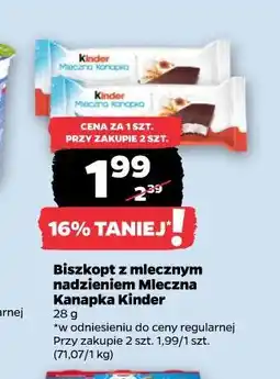 Netto Biszkopt z mlecznym nadzieniem Mleczna Kanapka Kinder 28 g oferta