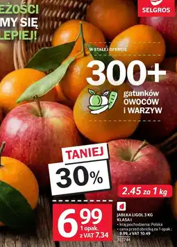 Selgros Jabłka ligol 3kg klasa I oferta