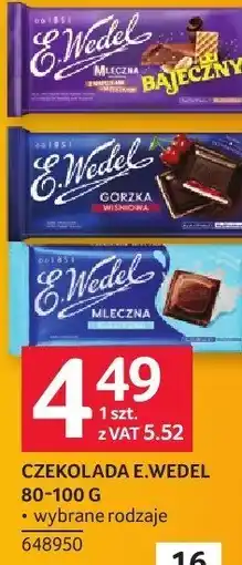 Selgros Czekolada E.Wedel 80-100 g, wybrane rodzaje oferta