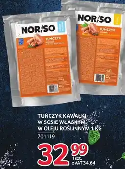 Selgros Tuńczyk kawałki w sosie własnym, w oleju roślinnym NOR/SO 1 kg oferta