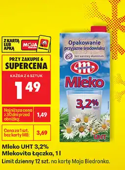 Biedronka Mleko UHT 3,2% Mlekovita Łączka 1L oferta