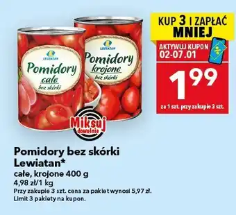 Pomidory bez skórki Lewiatan całe, krojone 400 g