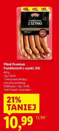 Lidl Frankfurterki Premium z szynki XXL 450g oferta