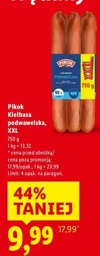 Lidl Kiełbasa podwawelska XXL oferta
