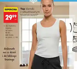Biedronka Top damski z wbudowanym biustonoszem biały l-xl Go Active oferta