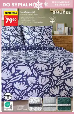 Biedronka Komplet pościeli satynowej bawełnianej 220 x 200 cm + 2 70 80 Smukee oferta