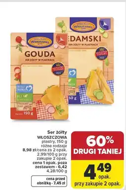 Carrefour Ser żółty Włoszczowa, Damski różne rodzaje, plastry 150g oferta
