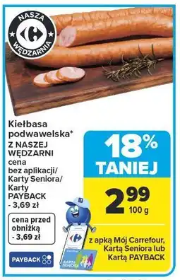 Carrefour Market Kiełbasa podwawelska z naszej wędzarni oferta