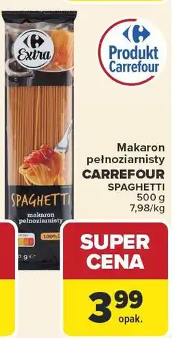 Carrefour Makaron spaghetti pełnoziarnisty Carrefour 500g oferta