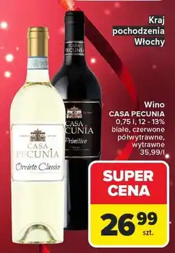 Carrefour Wino półwytrawne Casa Pecunia Primitivo oferta