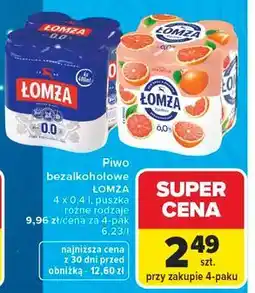 Carrefour Piwo Łomża Radler 0.0% Grejpfrut oferta