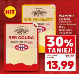 Kaufland MLEKOVITA Ser żółty w plastrach, Gouda, Edamski 500 g opakowanie oferta