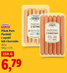 Lidl Pikok Pure Parówki z szynki lub z kurczaka oferta