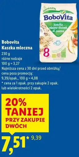 Lidl Bobovita Kaszka mleczna oferta