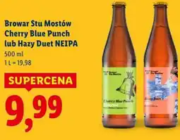 Lidl Browar Stu Mostów Cherry Blue Punch lub Hazy Duet NEIPA oferta