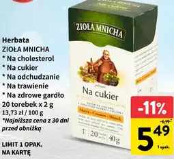 Intermarche Herbata ZIOŁA MNICHA Na cukier oferta