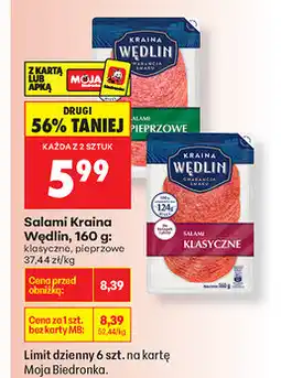 Biedronka Salami Kraina Wędlin, 160 g klasyczne, z pieprzem oferta