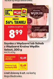 Biedronka Szynka z Wędzarni lub Schab z Wędzarni Kraina Wędlin Select oferta
