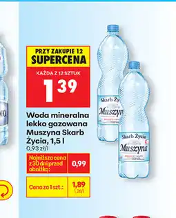 Biedronka Woda mineralna lekko gazowana Muszyna Skarb Życia oferta