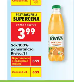 Biedronka Sok 100% pomarańcza Riviva oferta