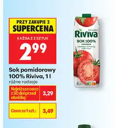Biedronka Sok pomidorowy 100% Riviva oferta