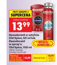 Biedronka Dezodorant w sztyfcie Old Spice, 50 ml lub Dezodorant w sprayu Old Spice, 150 ml oferta