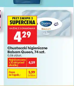 Biedronka Chusteczki higieniczne Balsam Queen, 74 szt oferta