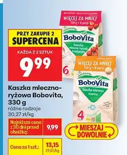 Biedronka Kaszka mleczno-ryżowa BoboVita różne rodzaje oferta