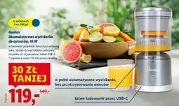 Lidl Genius Akumulatorowa wyciskarka do cytrusów, 45 W oferta