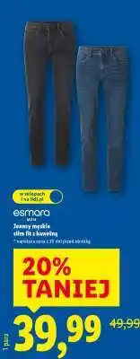 Lidl Jeansy męskie slim fit z bawełną oferta